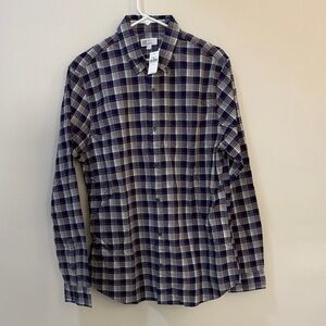 NWT New GAP Men's Slim Fit Large Navy and Red Checkered Shirt